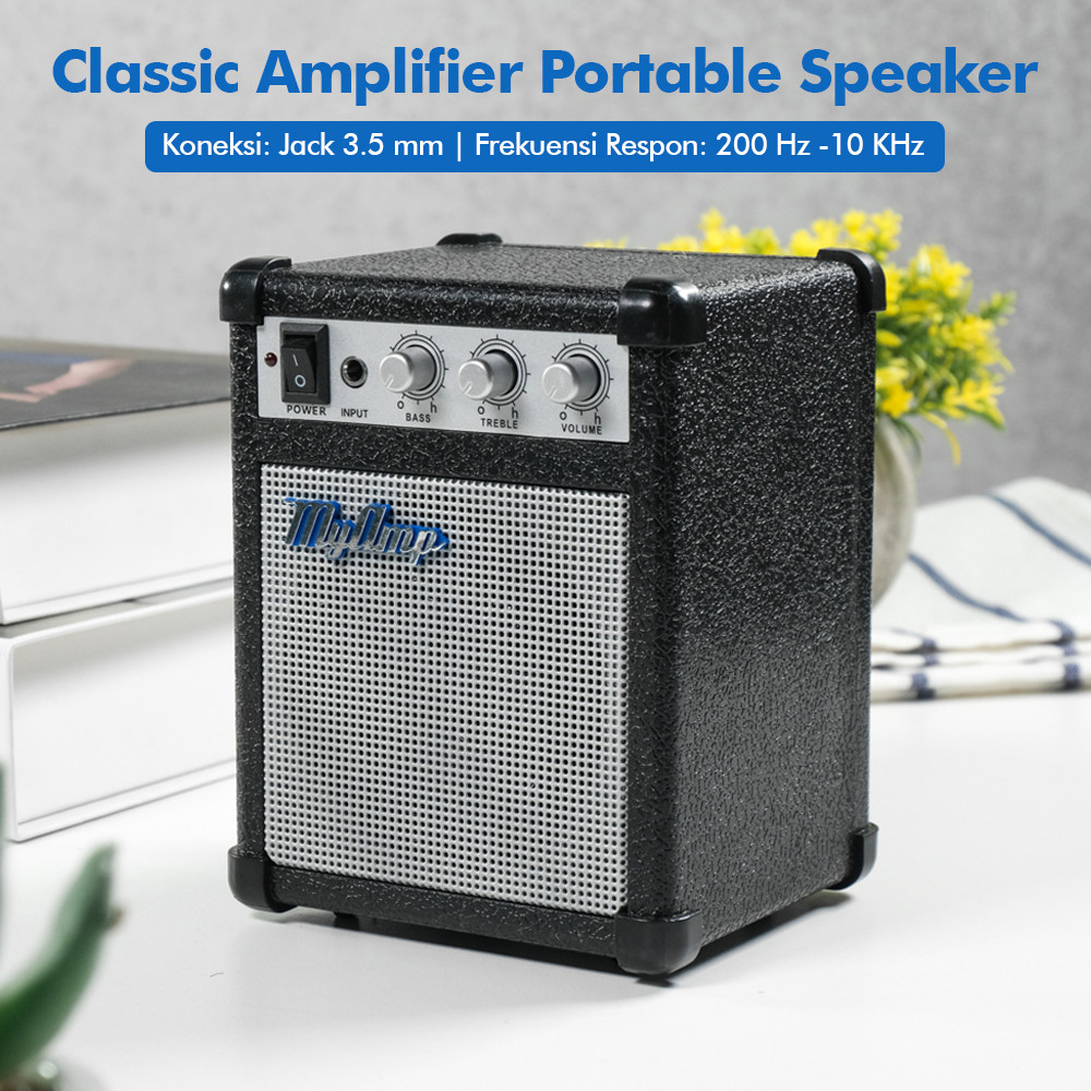 Amplifier Speaker Mini Klasik Audio Jernih Bass Mantap Portabel Rechargeable Input Jack 3.5mm
