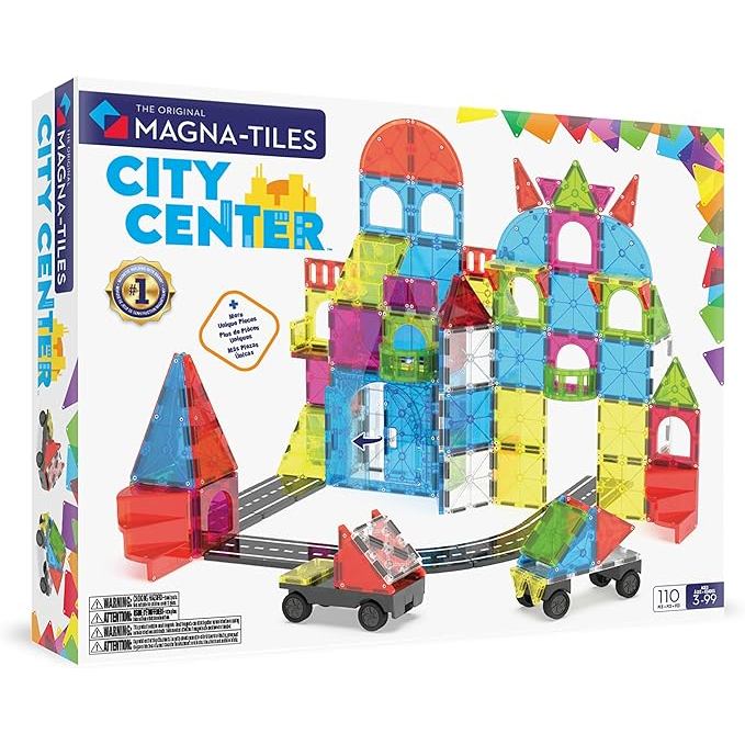 MAGNA-TILES City Center 110-Piece Magnetic Construction Set,