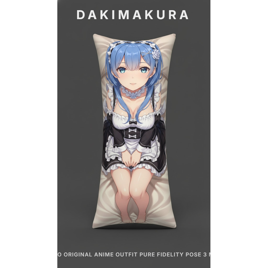 Sarung Bantal Dakimakura Rem ReZero Original Anime Outfit Pure Fidelity Pose 3 Menggoda