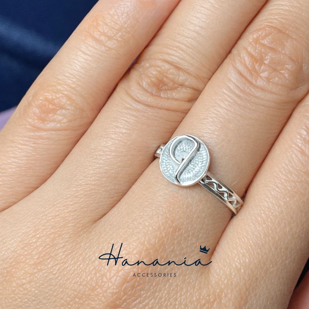 Hanania - Jewelry Cincin Silver / Perak, H093 Cincin Motif Huruf Q, Filigree, Cincin bisa dipakai pr