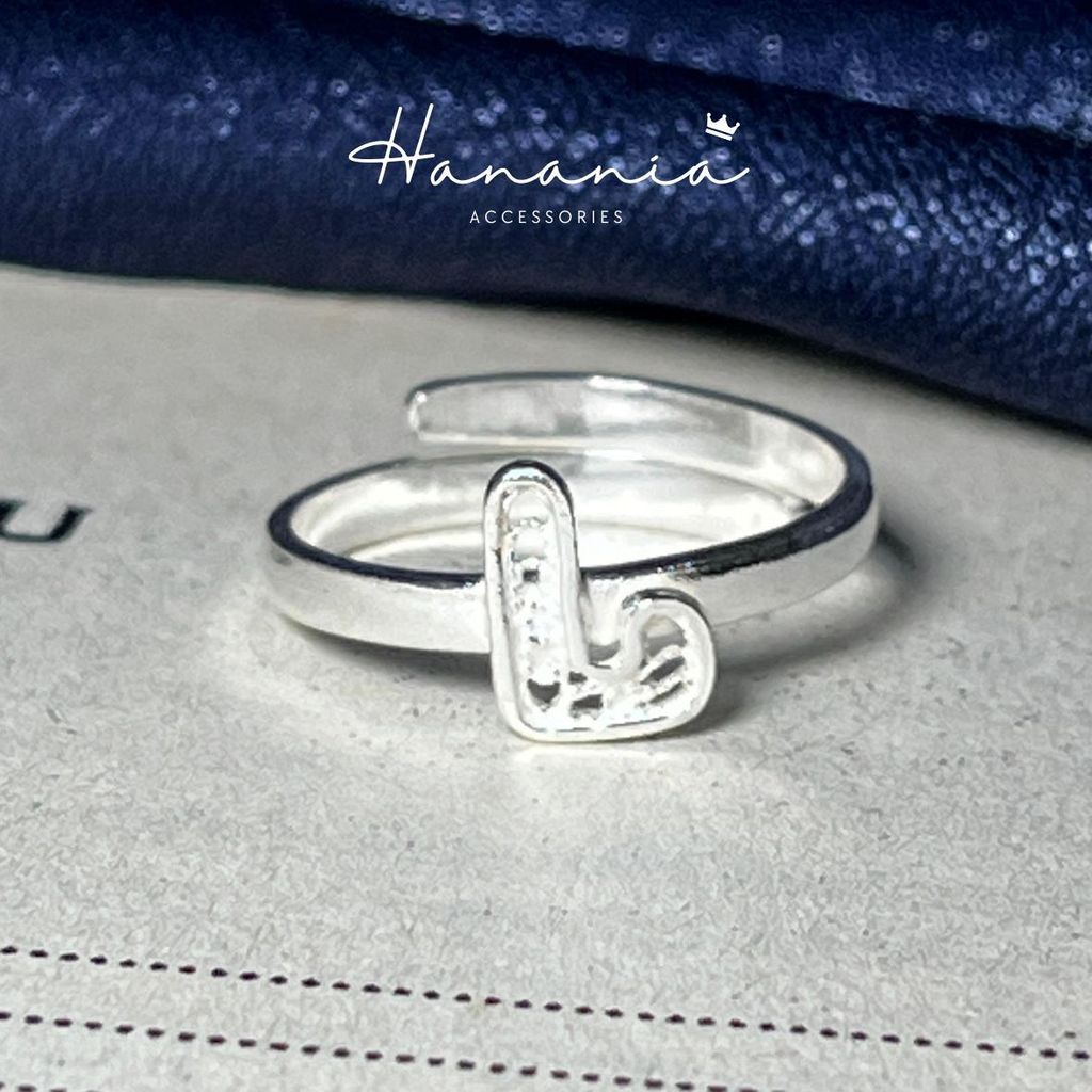 Hanania - Jewelry Cincin Silver / Perak, H109 Cincin Bentuk Huruf L, Filigree, Cincin bisa dipakai p