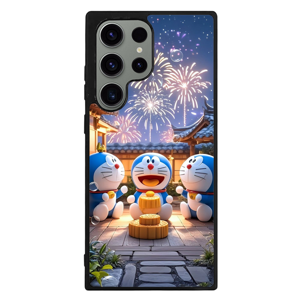 Hybrid Case Casing Samsung Galaxy S25 Ultra S24 S23 S22 S21 S20 Ultra Plus FE Doraemon Friend