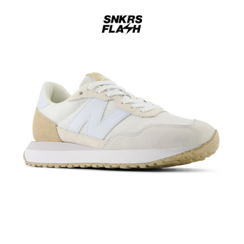 NEW BALANCE 237 White Ivory Beige Sepatu Sneakers Wanita  - WS237PGB - Size 37.5
