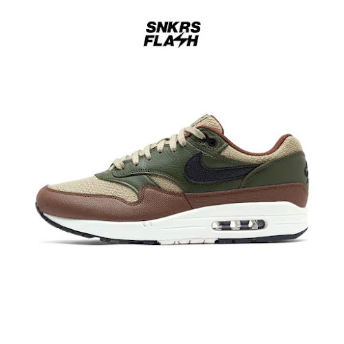 NIKE Air Max 1 Ess Prm Neutral Olive Black Sepatu Sneakers Pria - Hf1516200 - Size 45.5