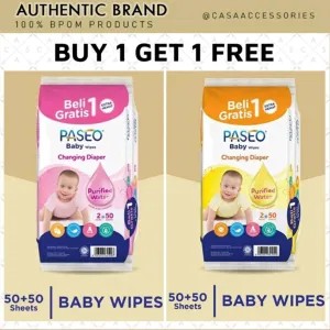 Paseo Tisu Basah Bayi isi 2 Jojoba Oil (Pink)