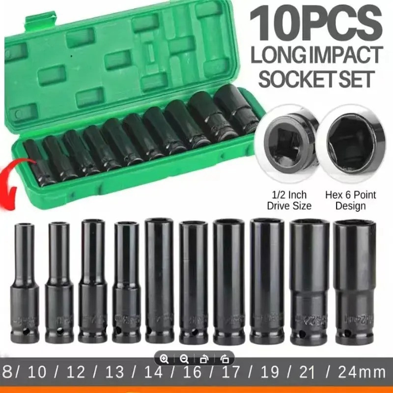 AIWA Mata Kunci Shock Panjang 1/2 Inch 8–24mm 10 PCS – AW1