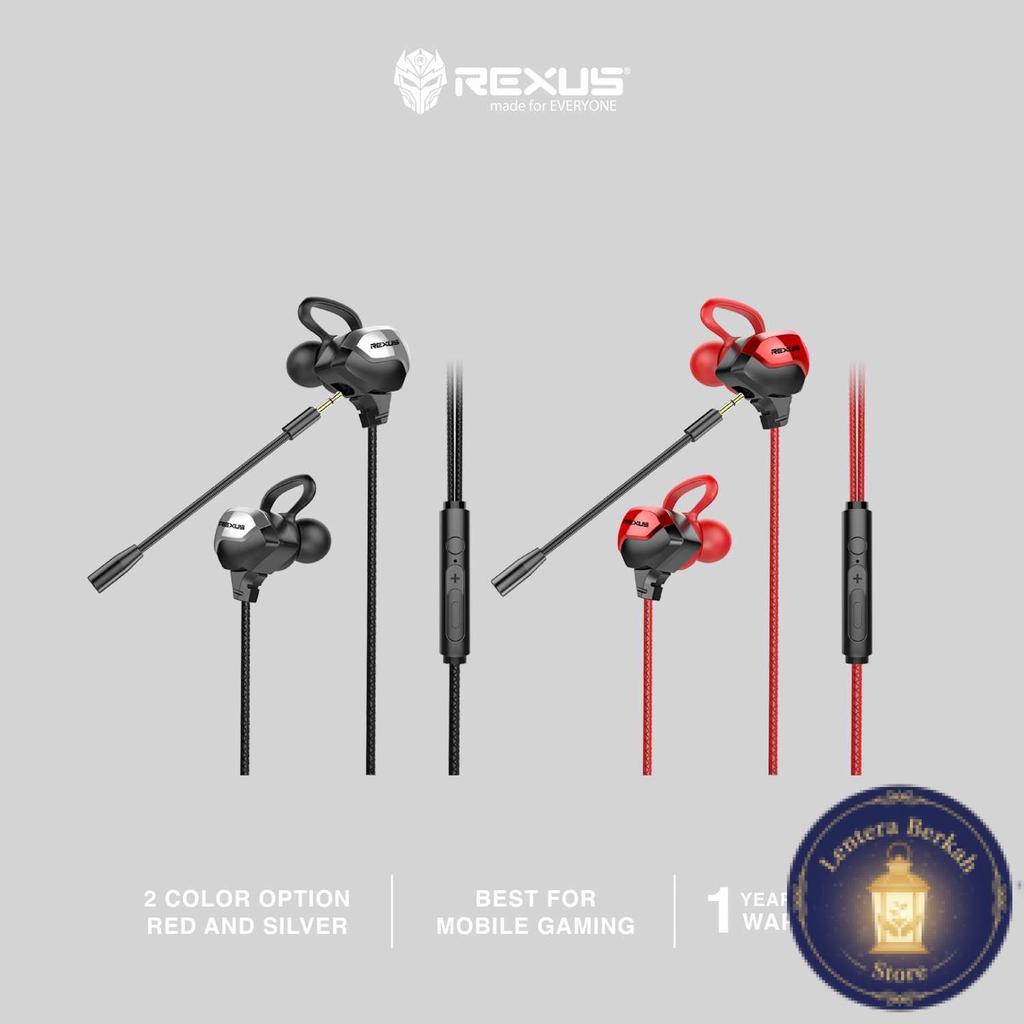 Rexus Earphone Gaming ME-6 / ME6 with Dual Microphone Free Splitter