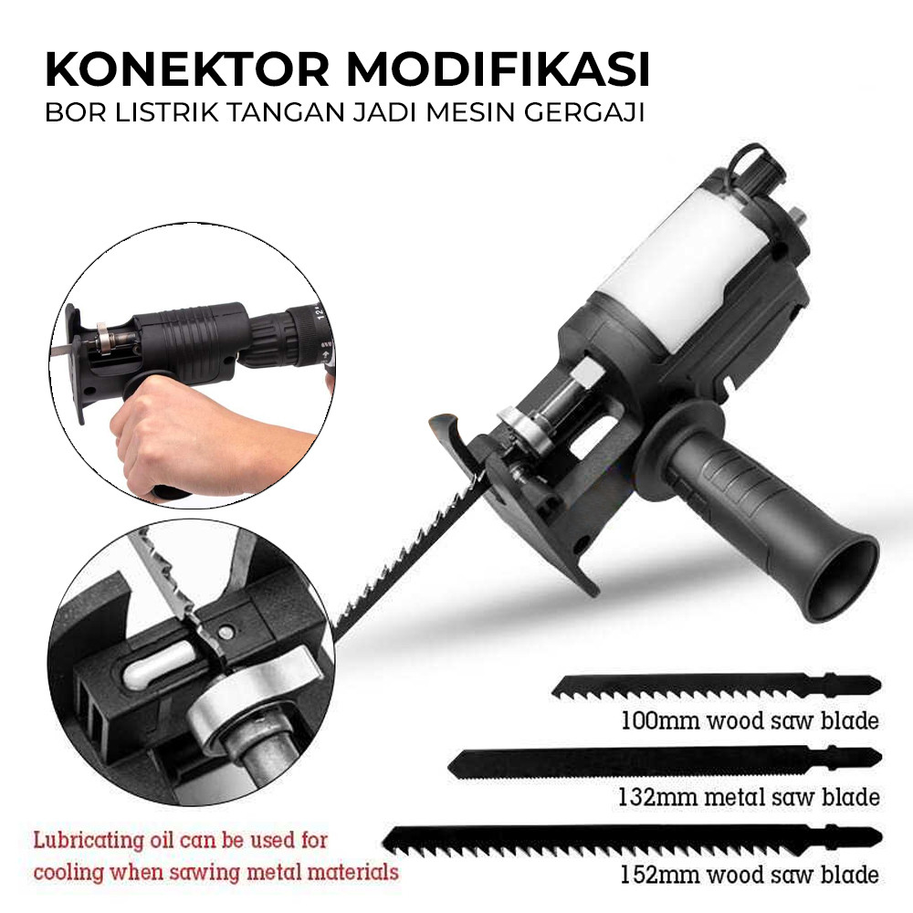 Converter Bor Listrik Menjadi Gergaji Mesin Kayu Multifungsi Portable Drill Cutting Tool