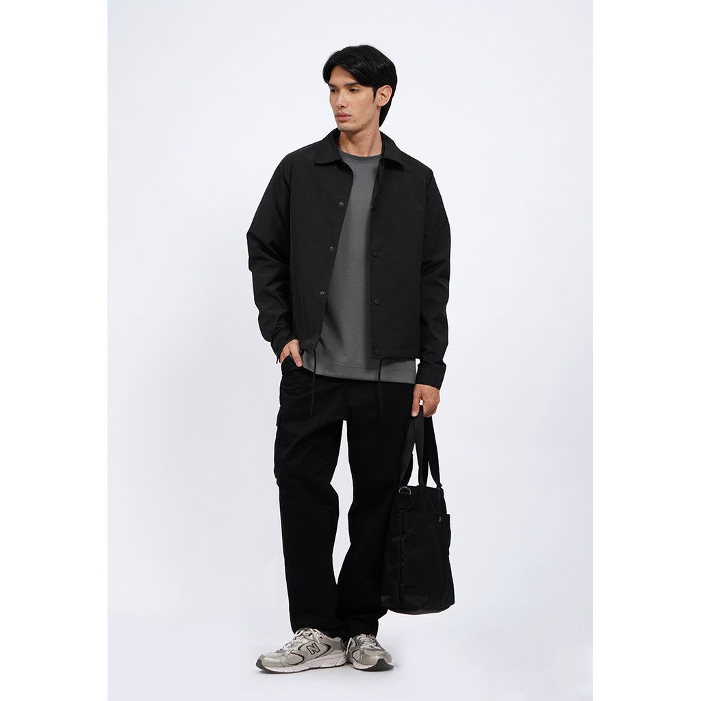 Executive Drawstring Hem Coach Jacket Black