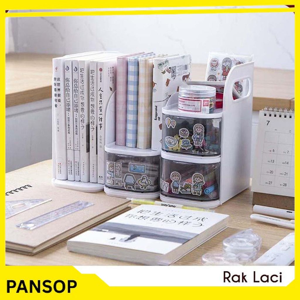 LACI MINI SUSUN CONTAINER TEMPAT PENYIMPANAN SERBAGUNA KOTAK PLASTIK ALAT TULIS STATIONARY AKRILIK L