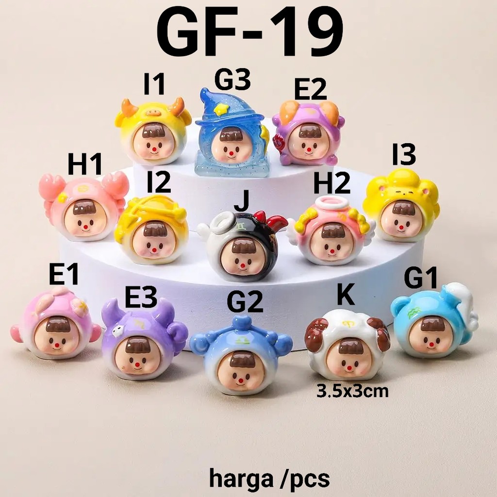 GF-19 Resin clay 3d diy zodiak glossy aquarius pisces aries taurus gemini cancer leo virgo libra sco