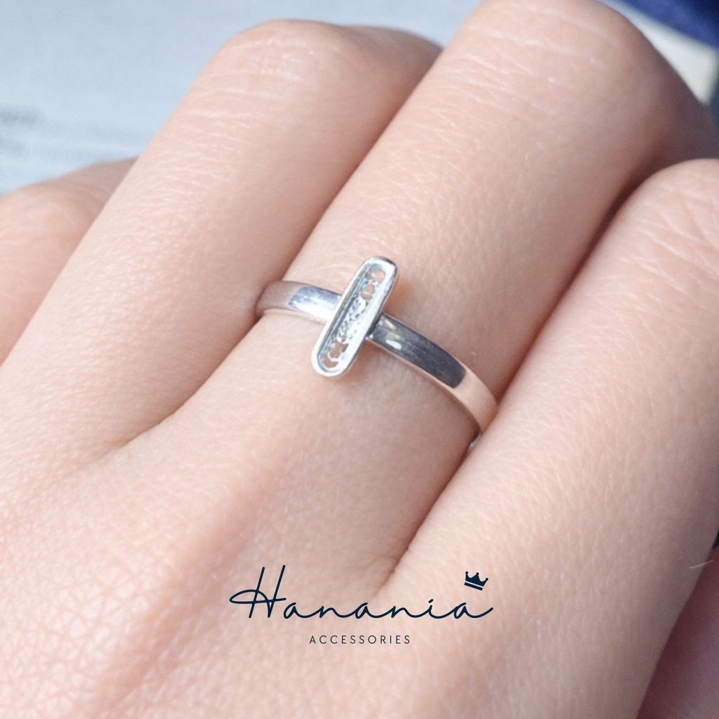 Hanania - Jewelry Cincin Silver / Perak, H116 Cincin Bentuk Huruf I, Filigree, Cincin bisa dipakai p