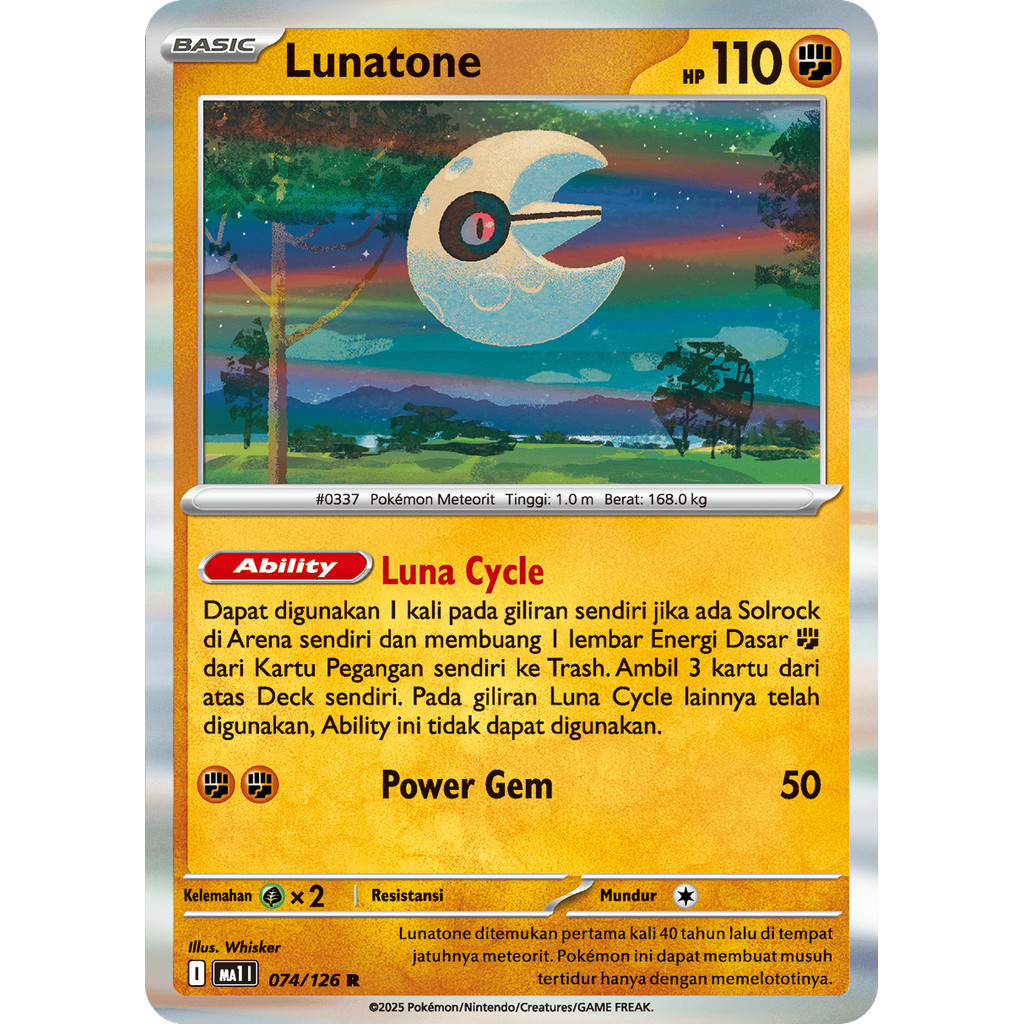 Lunatone R MA1 ID kartu pokemon TCG
