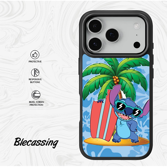 Hybrid Case Casing HP iPhone 17 16e 15 14 13 12 11 Xr Air Mini Plus Pro Max Stitch Sea BC967