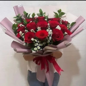 bunga baket full mawar merah,aniversary 700g