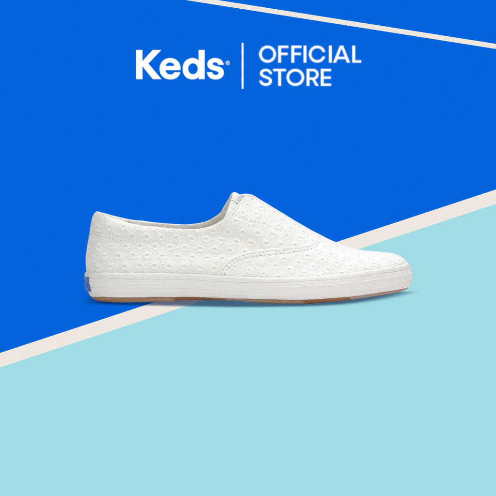 KEDS Women Champion Round Toe Slip Daisy Eyelet-WF68643