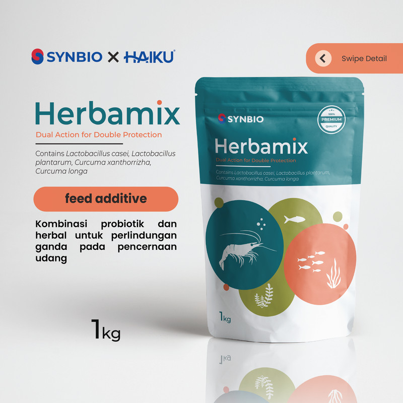 Herbamix - Kombinasi Probiotik Lactobacillus casei & Herbal Curcuma untuk Pencernaan Udang 1kg