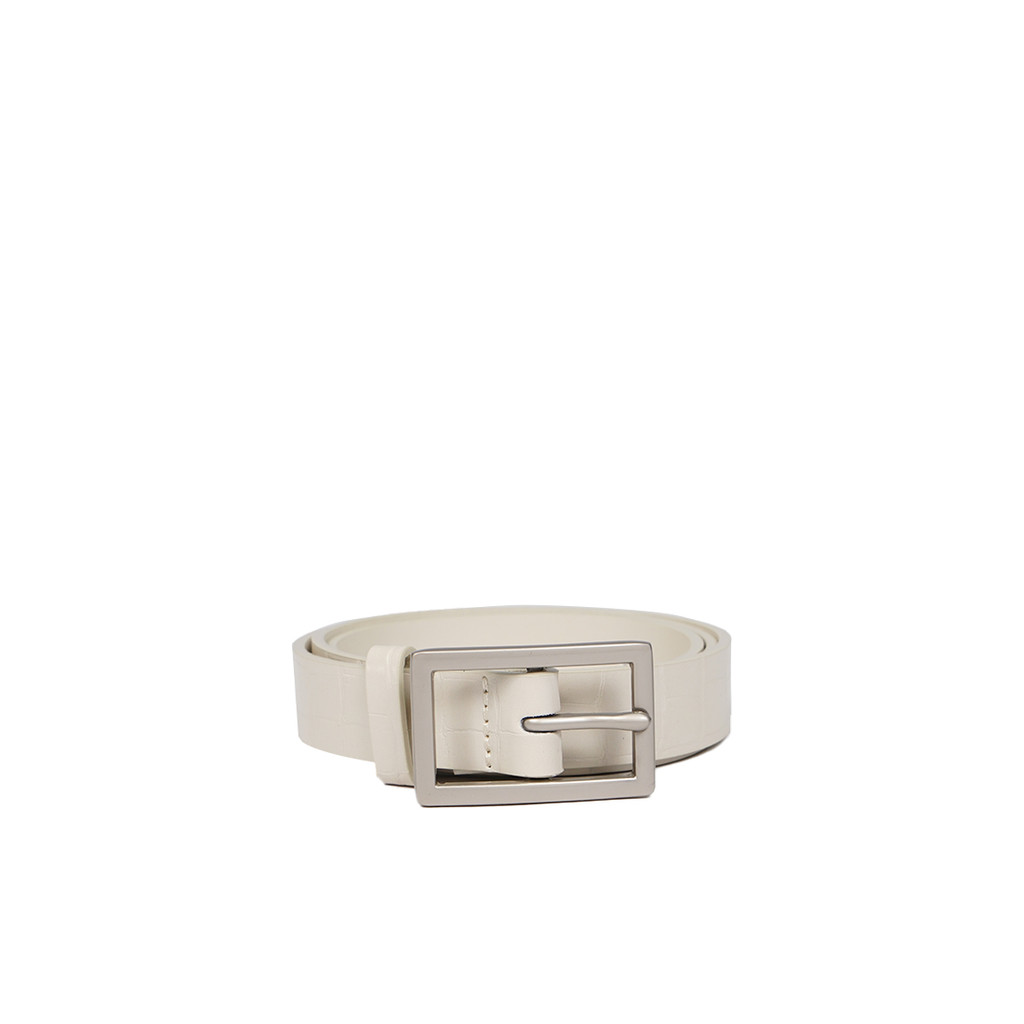 Executive Off White Belt with Square Buckle