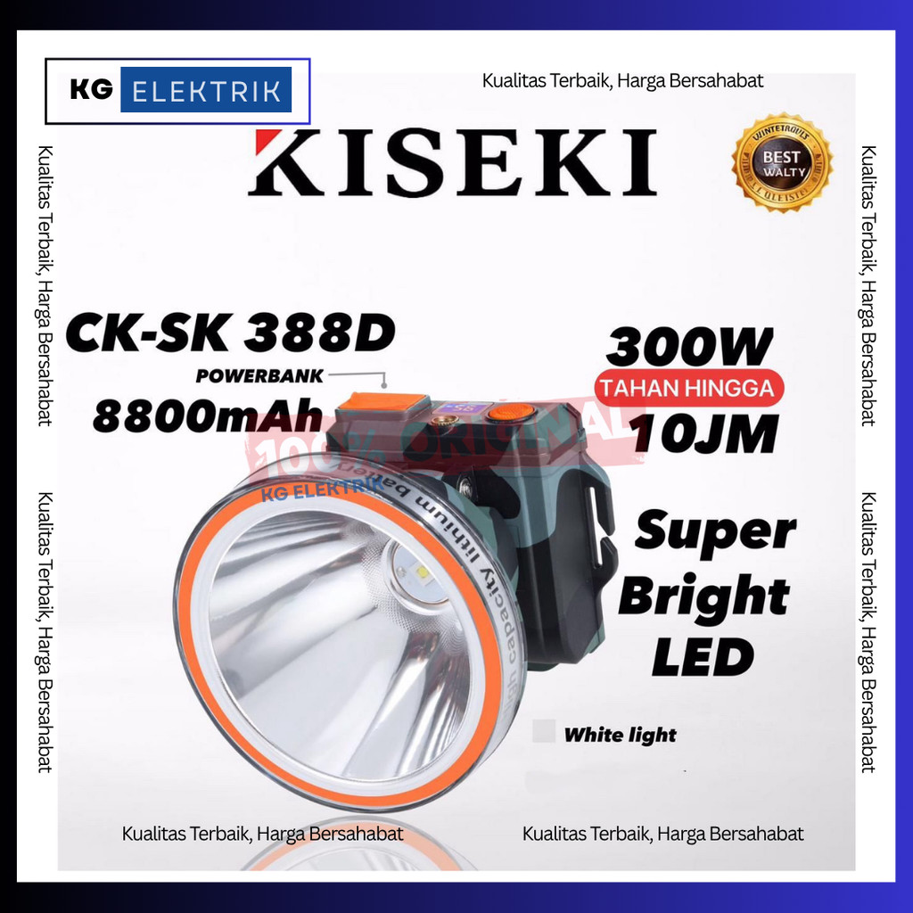 300W Senter Kepala Kiseki CK SK388D 8.800mAh Lithium Battery Bisa Sebagai Powerbank Cahaya Putih