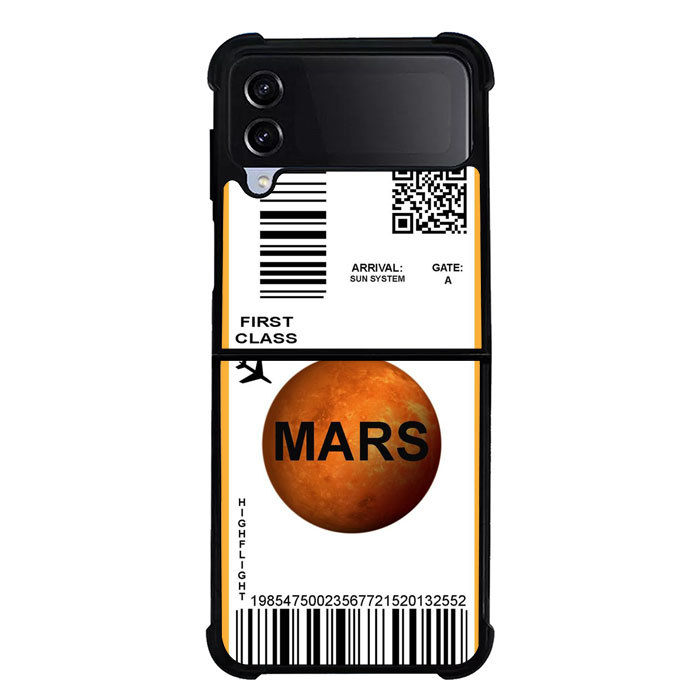 Case Samsung Galaxy Z Flip 7 6 5 4 3 Mars Flight Ticket Case Cover
