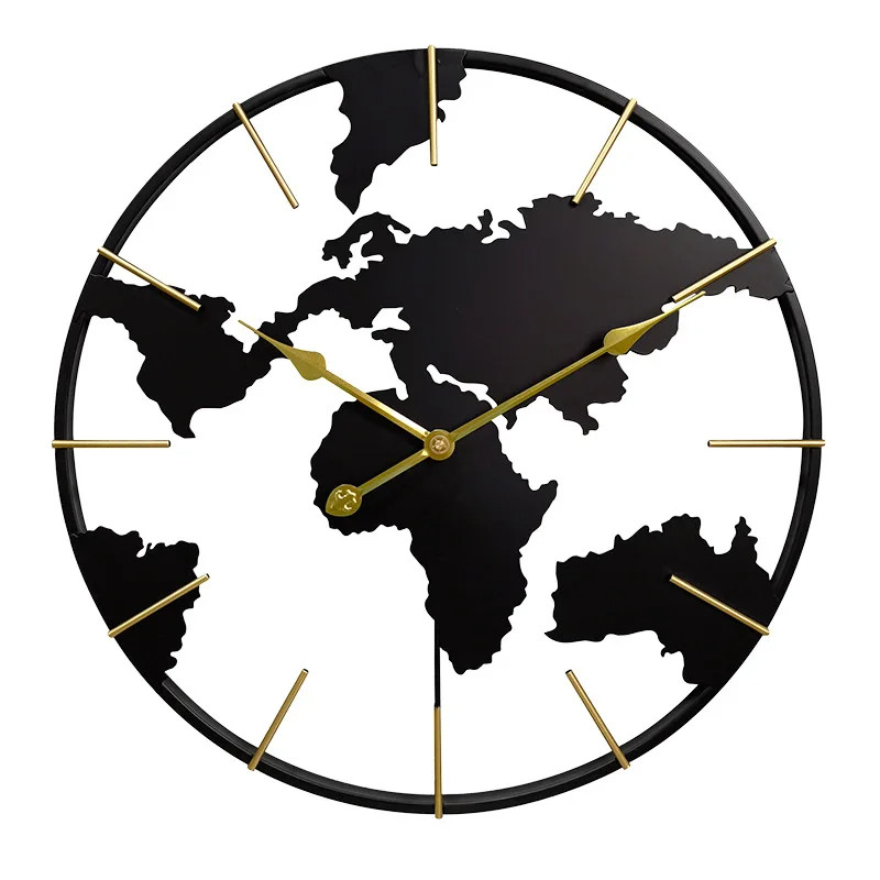 OUGWA Jam Dinding Besar Globe Design Iron Silent Movement 60cm - OG-55
