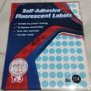 Label Stiker Bulat Warna Biru Kode 114