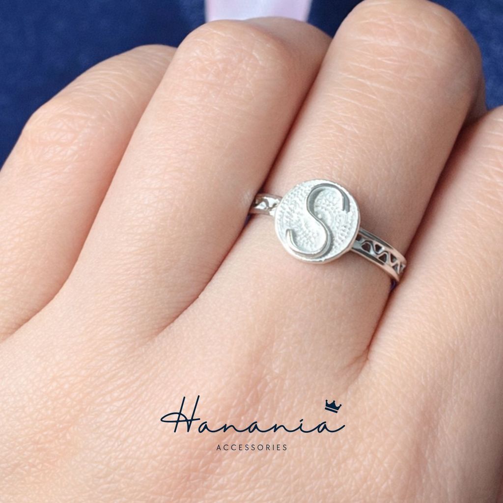 Hanania - Jewelry Cincin Silver / Perak, H095 Cincin Motif Huruf S, Filigree, Cincin bisa dipakai pr