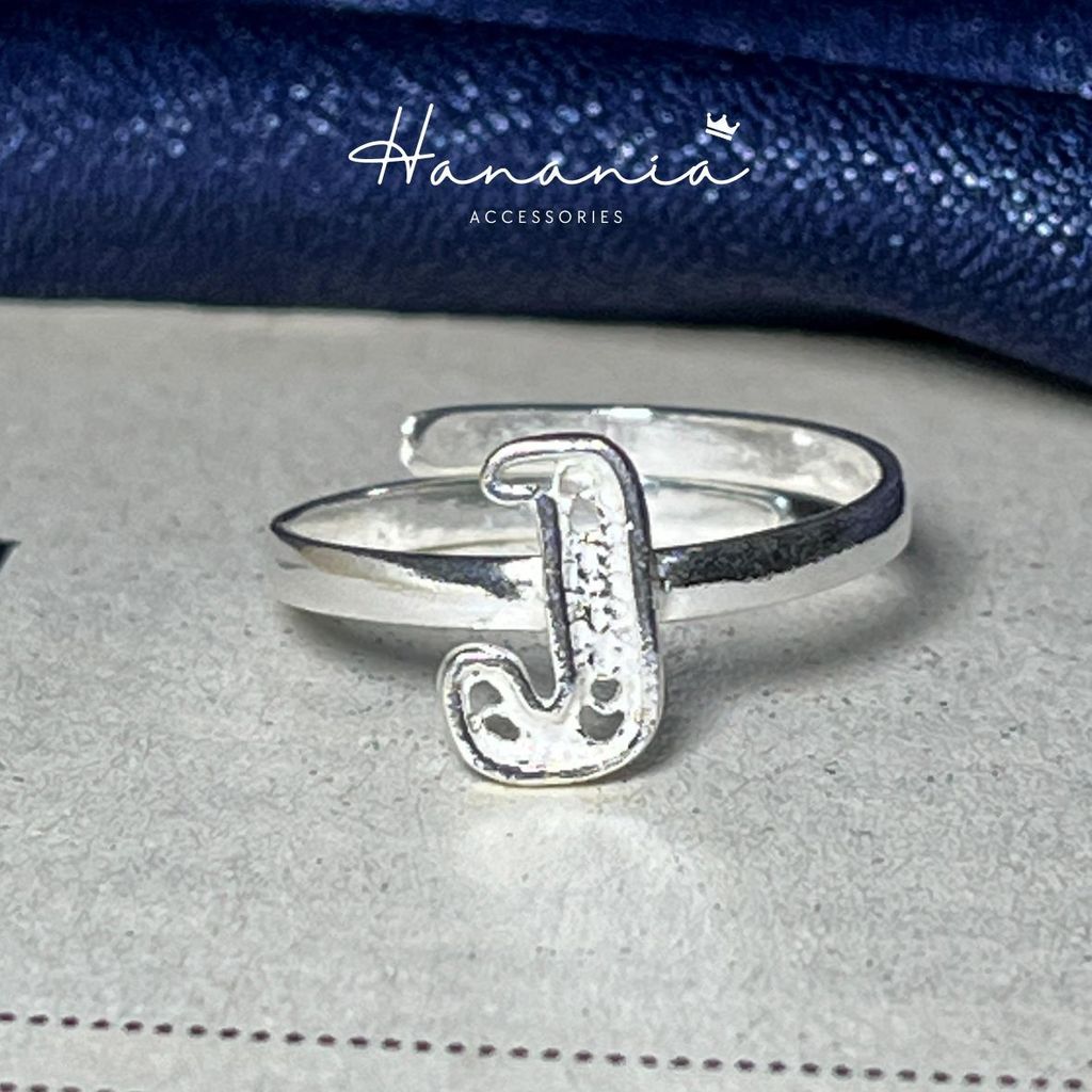 Hanania - Jewelry Cincin Silver / Perak, H110 Cincin Bentuk Huruf J, Filigree, Cincin bisa dipakai p