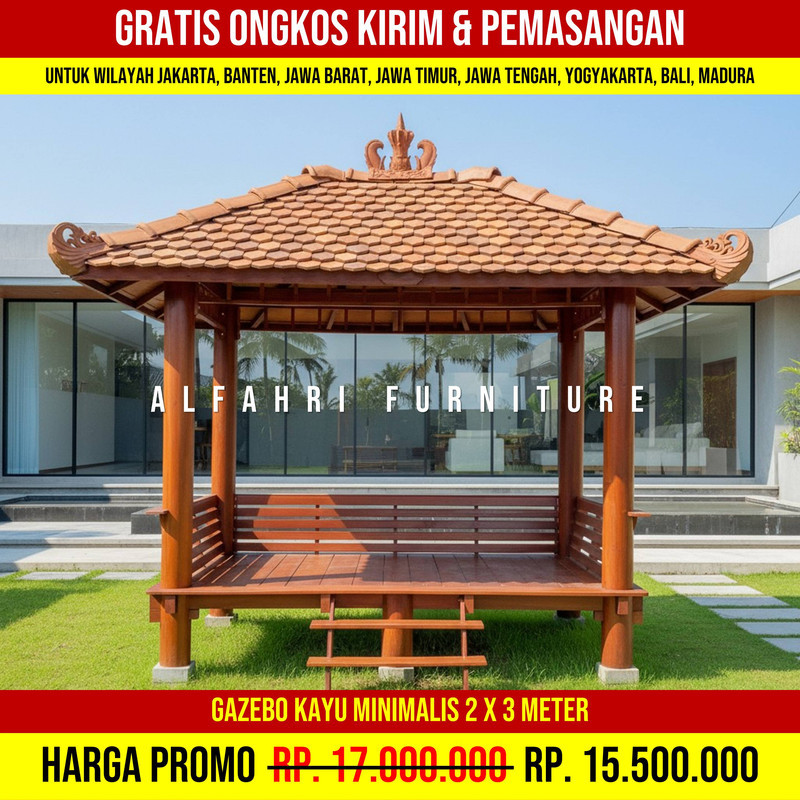 Gazebo Tropis Outdoor Style Bali 2x3 Atap Genteng Sirap