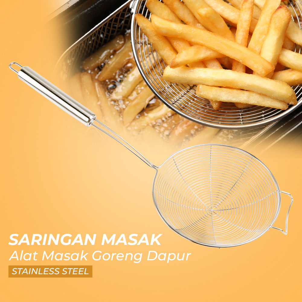 Serok Saringan Masak Stainless Steel Peniris Minyak Gorengan Jaring Penggorengan Besar 16.5cm