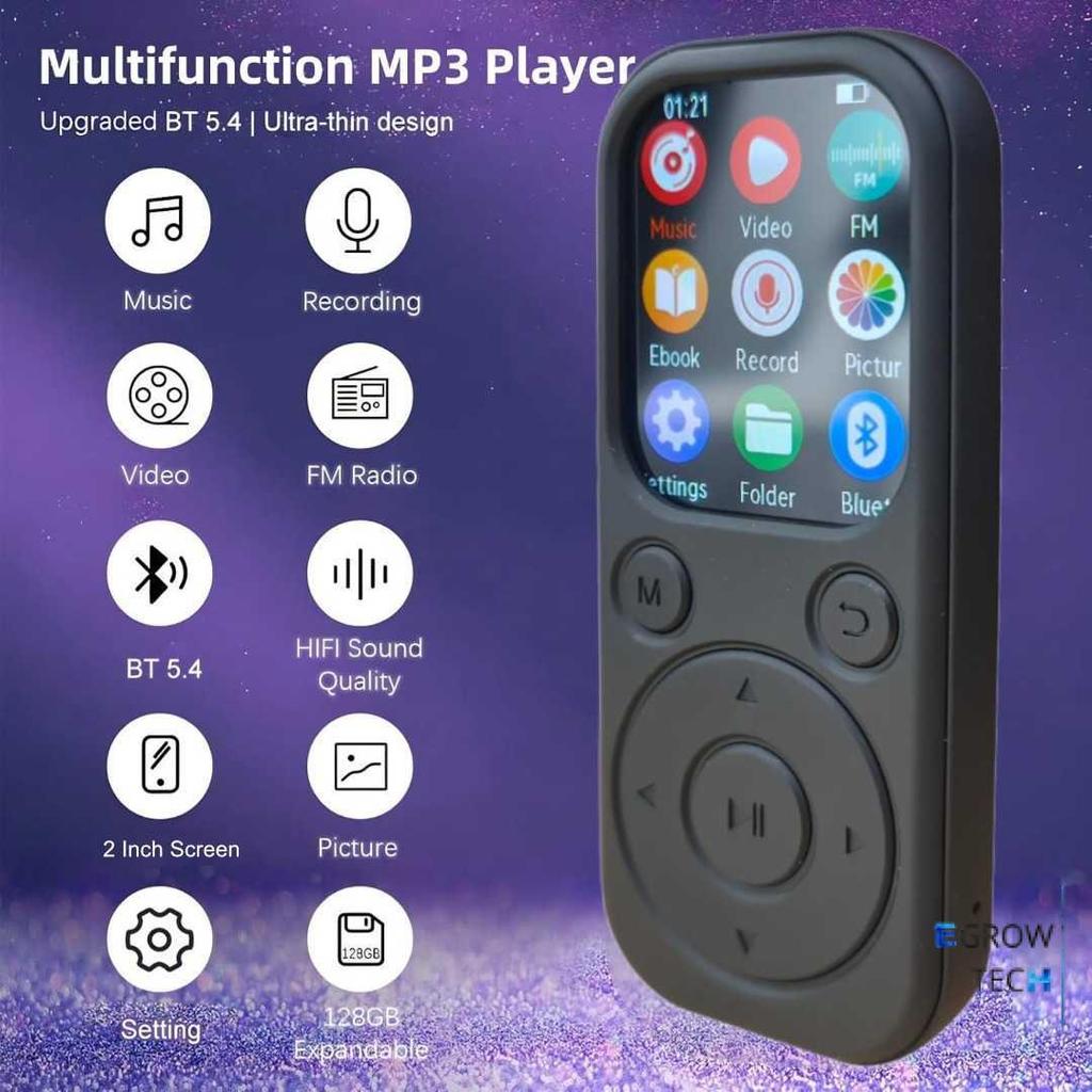 EGROW Yoidesu MP3 Digital Audio Player HiFi Bluetooth MP4 2 Inch 210mAh - SD-09