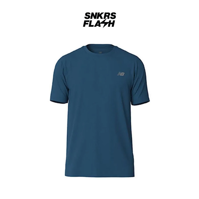 NEW BALANCE Nb Run Tshirt Blue Kaos Lengan Pendek Pria - LMT41222E