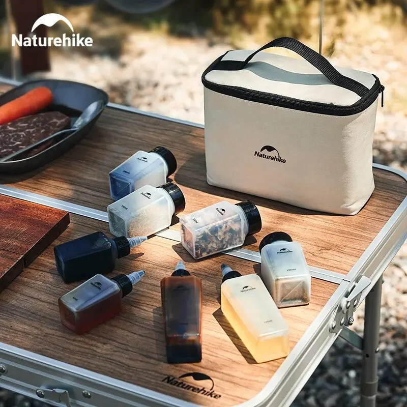 Tempat Bumbu Portable Traveling Kedap Udara Set Wadah Saos Aesthetic Piknik Camping 6PCS dengan Tas