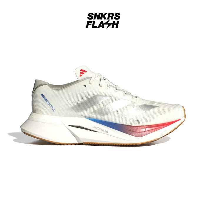 ADIDAS Adizero Boston 12 White Silver Sepatu Lari Wanita - JI4480 - Size 40