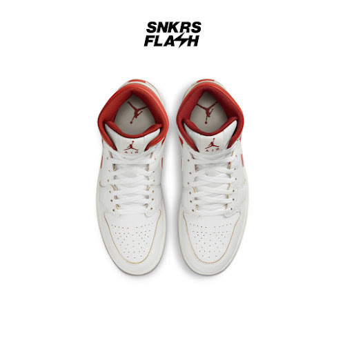 NIKE Air Jordan 1 Mid Se White Lobster Dune Red Sail Sepatu Sneakers Pria - Fj3458160