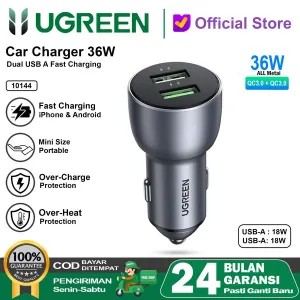 UGREEN Car Charger Mobil Dual Port USB A Fast Charging 36w