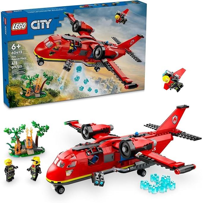 LEGO City Fire Rescue Plane Toy - Building Blocks Playset for Boys