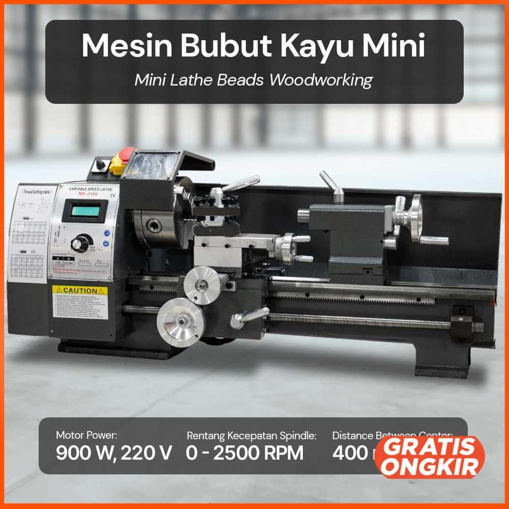 Mesin Bubut Mini Lathe Besi Kayu 900W 400mm - MX210V