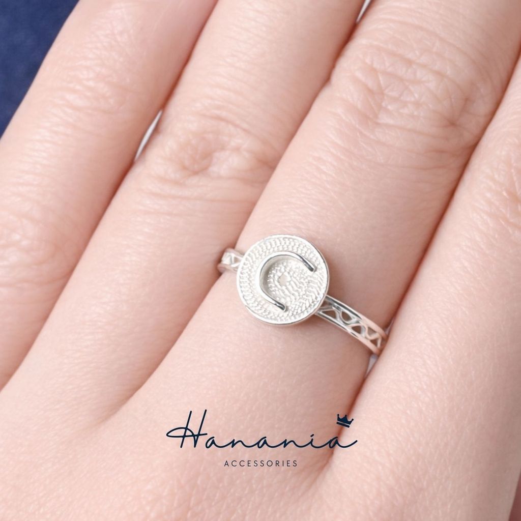 Hanania - Jewelry Cincin Silver / Perak, H078 Cincin Motif Huruf C, Filigree, Cincin bisa dipakai pr