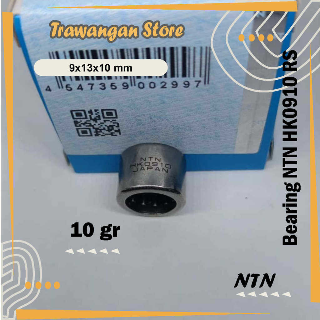 Bantalan Jarum NTN HK0910 RS 9x13x10mm Drawn Cup Needle Bearing (Tutup Karet) - Original