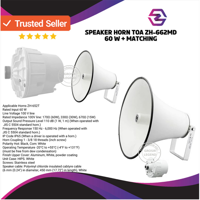 Speaker Horn TOA ZH 662MD-AS ZH 662 With Matching Driver Unit 60W Ori