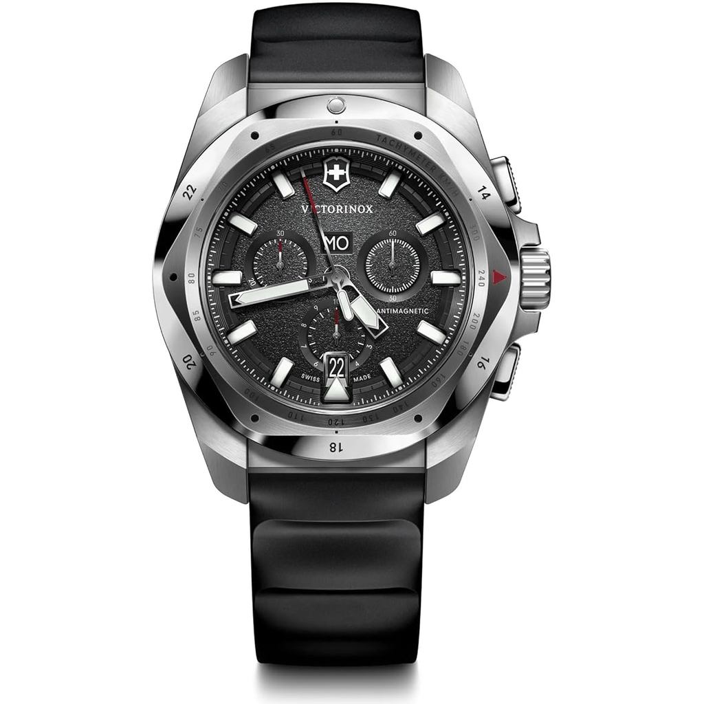 Victorinox I.N.O.X. Chrono Black Dial Black Rubber Strap Watch 43mm - 241983