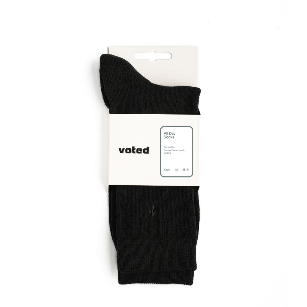 Voted Essential Crew FW25 Black Socks