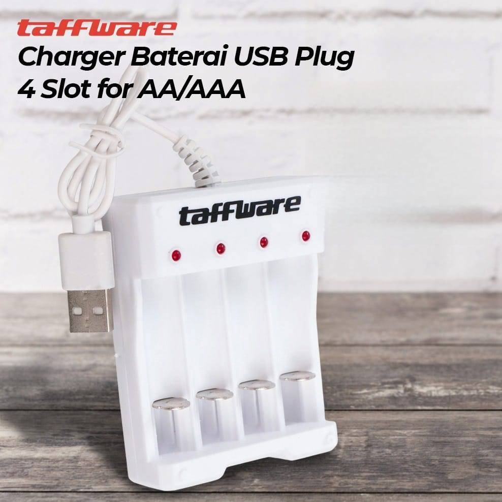 Charger Baterai 4 Slot AA AAA NiMH NiCD Fast Charging USB Port Smart Battery Recharger