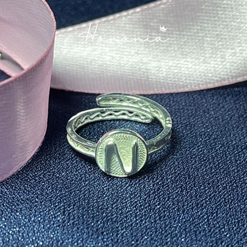 Hanania - Jewelry Cincin Silver / Perak, H090 Cincin Motif Huruf N, Filigree, Cincin bisa dipakai pr