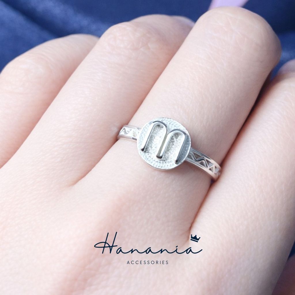 Hanania - Jewelry Cincin Silver / Perak, H089 Cincin Motif Huruf M, Filigree, Cincin bisa dipakai pr