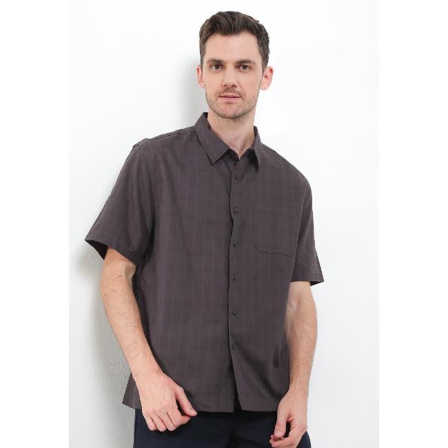 Hush Puppies Kemeja Pria Curcuma Dark Grey