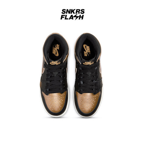 NIKE Air Jordan 1 Retro High Og Black Metallic Gold (Gs) Sepatu Sneakers Unisex - Fd1437071 - Size 38