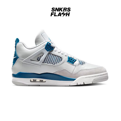 NIKE Air Jordan 4 Retro White Military Blue Sepatu Sneakers Pria - Fv5029141 - Size 45.5