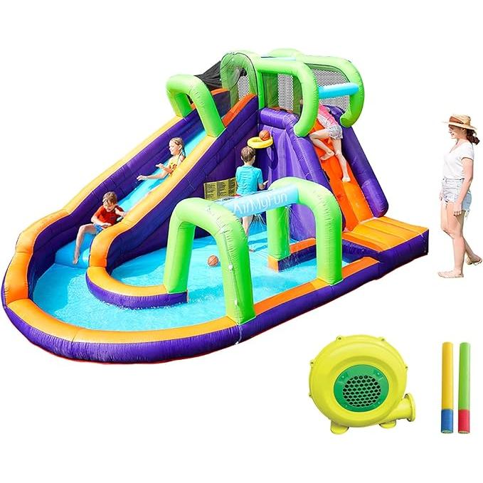 AirMyFun Inflatable Bounce House,Bouncy Castle LONG SLIDE